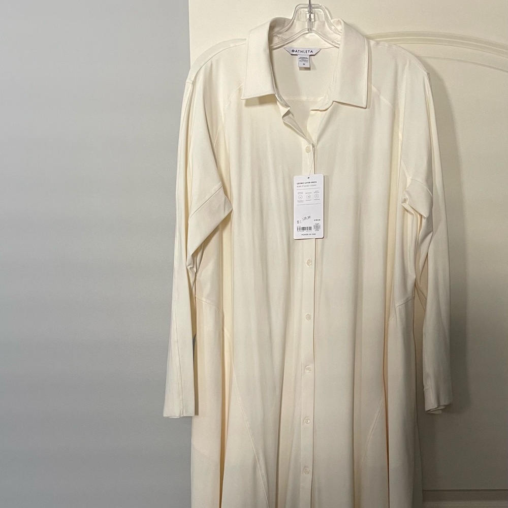Elegant Cream Button-Down Flowy Dress